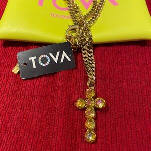 TOVA Gold Cross Pendant Necklace